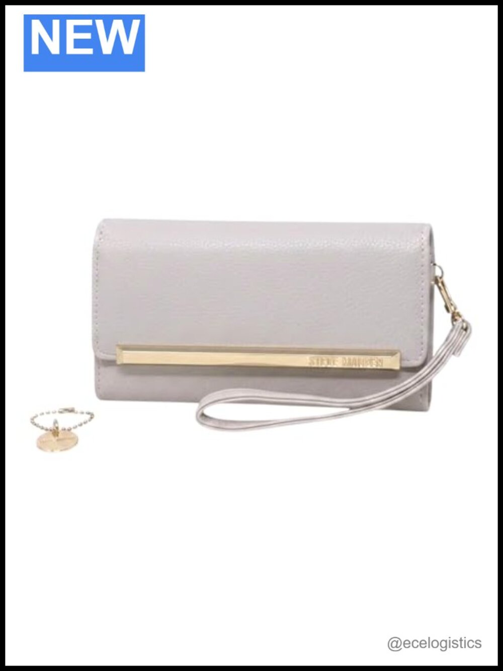 Faux Leather Trifold Wristlet Wallet with Removable Strap